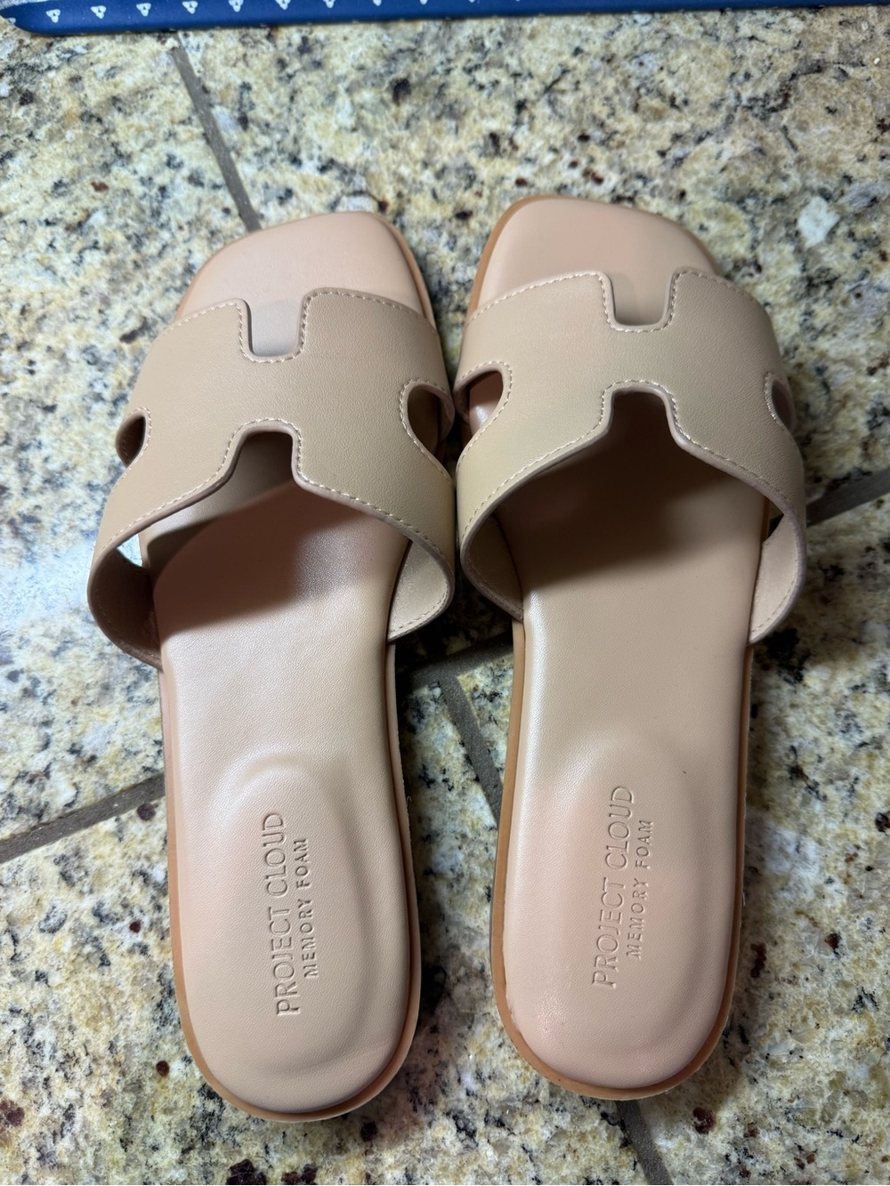 Women's Slide Sandals in Neutral Tan - Smooth Open-Toe Comfort - Picture 3 of 6